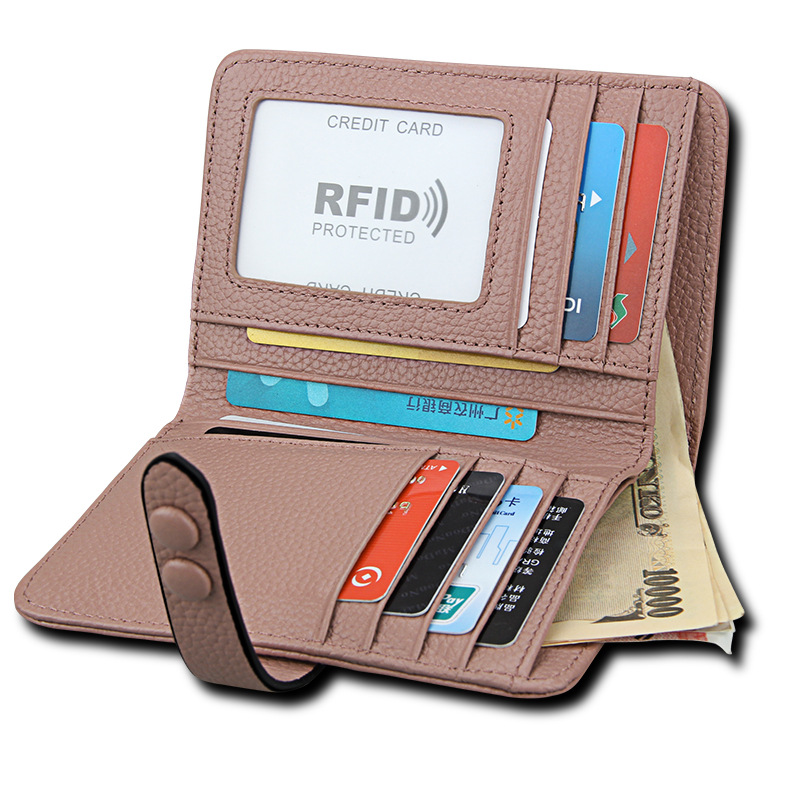 厂家热卖爆款外贸款女士钱包 钱夹 卡包防盗刷防RFID女士卡包真皮