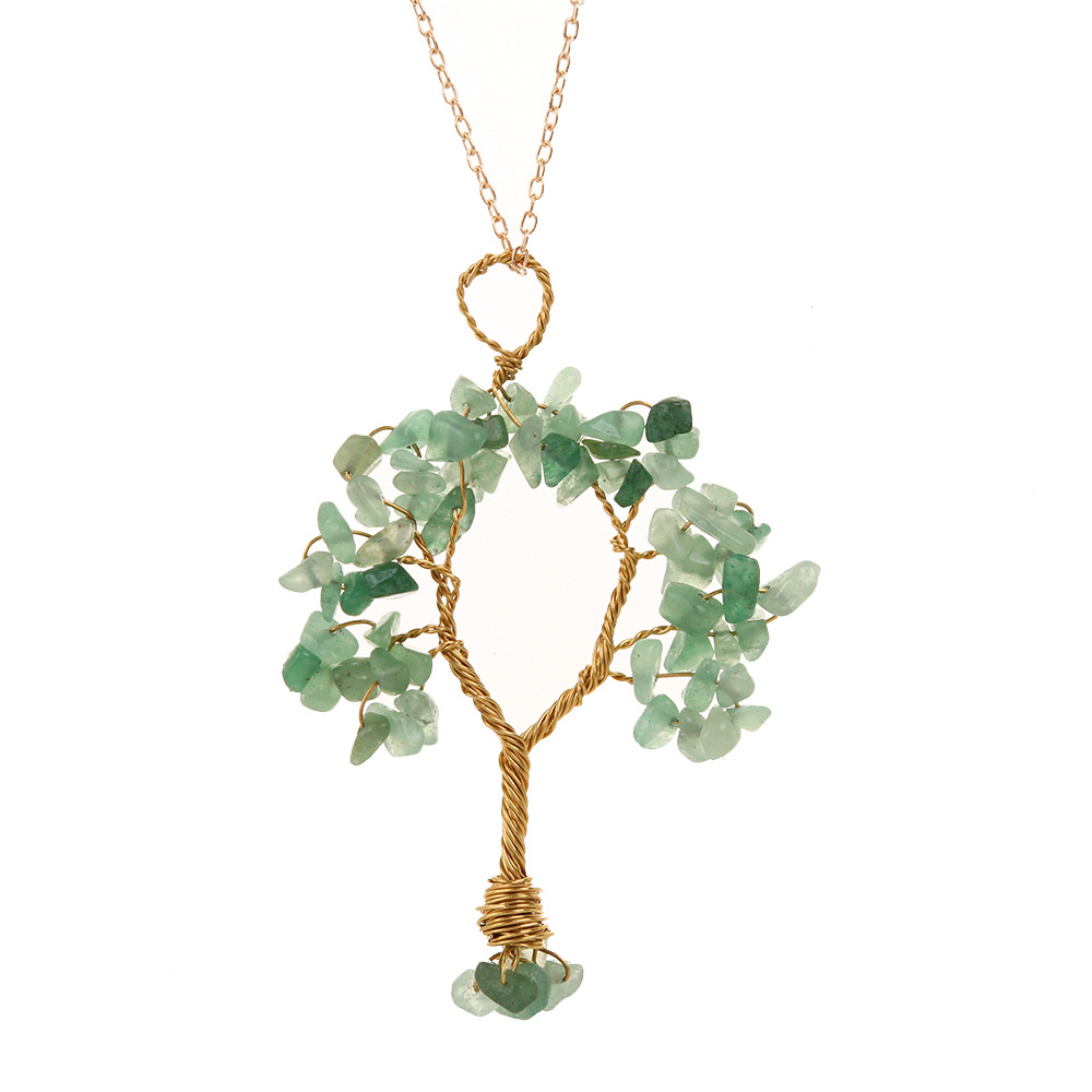 Fashion Tree Alloy Plating Natural Stone Pendant Necklace 1 Piece
