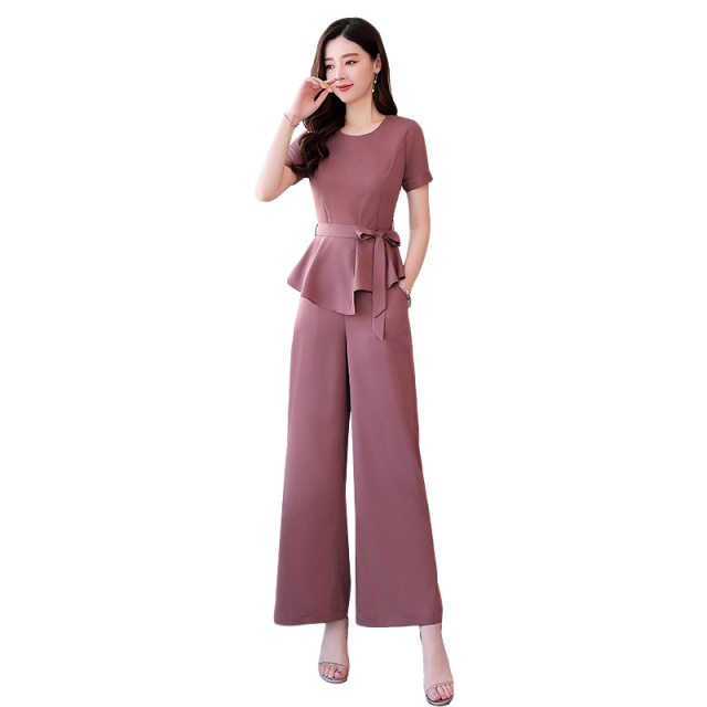 Fashion Broad-legged Pants Suit Summer New Two-piece Set  