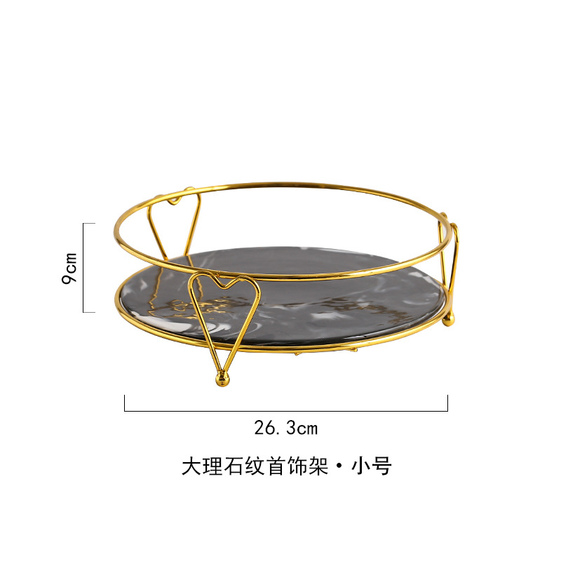 Nórdico oro hierro forjado cosméticos tocador rack de almacenamiento pastel postre placa cerámica pastelería rack bandeja