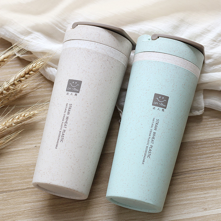 Creative Wheat Straw Fiber Water Cup Heatulation Anti-scalding Double-layer Wheat Fragrance Cup Portable Cup Promotional Gift Cup