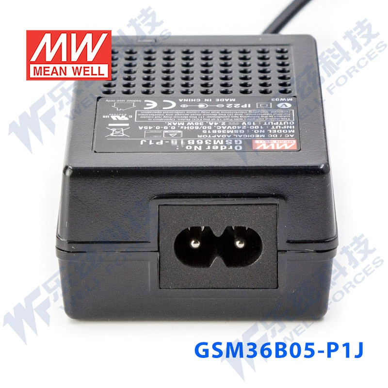GSM36B05-P1J Taiwan Mingwei 22.5W 5V сетевой адаптер DC, 4.5A, два входа, медицинского назначения