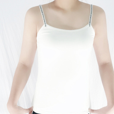 独立单件装 英文字母肩带女士吊带背心女夏百搭打底衫外穿修身