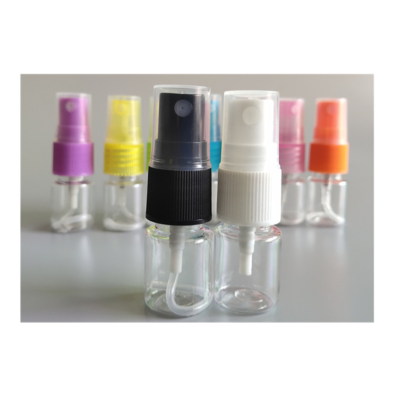 Venta al por mayor 5ml spray sub-botella de spray de plástico botella de plástico para mascotas botella de perfume de hombro plano