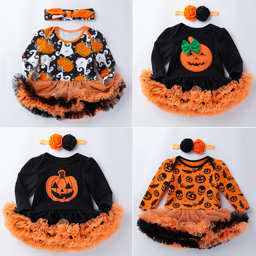 Baby onesie Halloween baby dress autumn winter long-sleeved Hairy dress 02 years old girl Halloween party dress