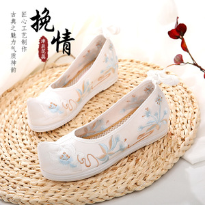 Ancient chinese hanfu shoes Han clothing shoes children ancient fairy princess peformance embroidered shoes for girls