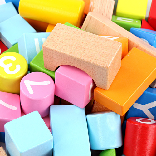 Ohye Baby 100 Pieces Beech Wood Bucket Digital Letter Blocks Children's Educational Toy Wholesale