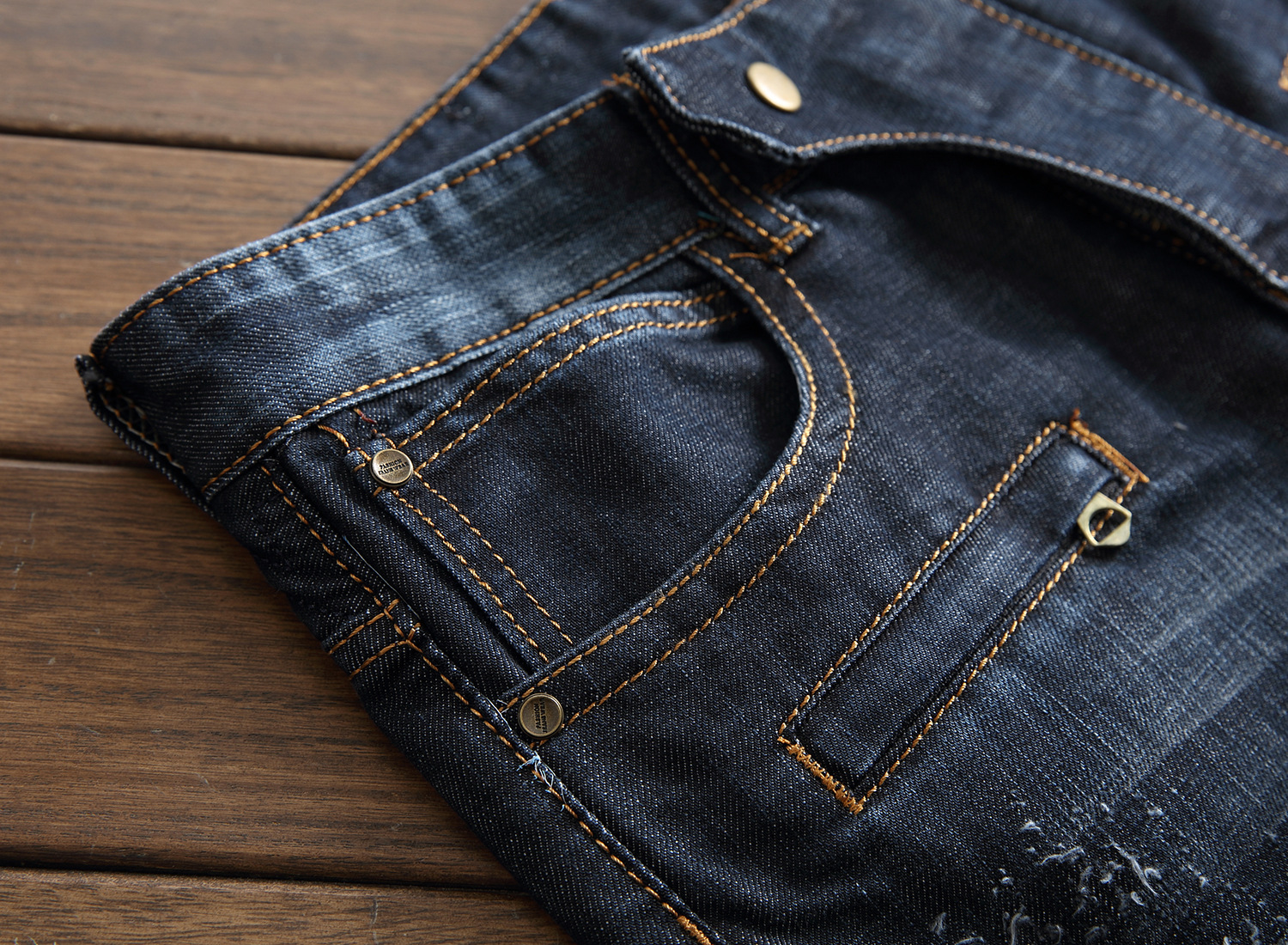 Jeans da uomo stile elastico con cuciture a compressione Zou piccoli jeans a gamba dritta_voghion.com