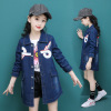 girl leisure time coat cowboy Windbreaker Mid length version 2020 new pattern Western style Korean Edition Large Kids student jacket