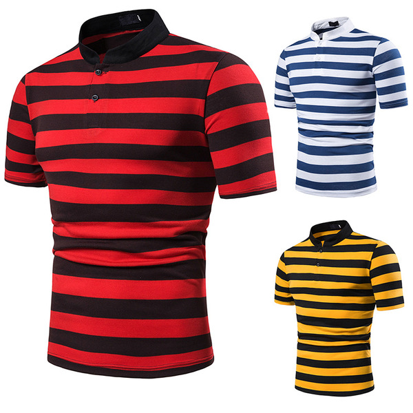 Fashion Matching Design of Short Sleeve T-shirt Thick Stripes 