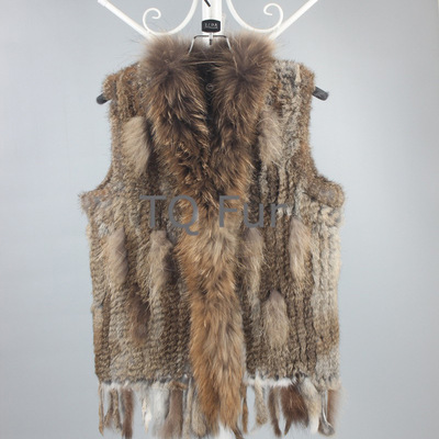2019 Foreign trade ebay Amazon Europe and America Rabbit's hair classic weave Haining leather and fur Vest Huashan
