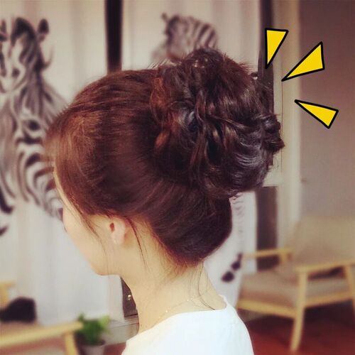 Wig circle ball head synthetic hair cap tie hair pack curling iron flower bud woman head flower fluffy curly hair large hair tie