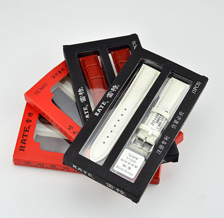 9801A针扣真皮表带黑棕红白手表带竹节纹牛皮手表链标价300元