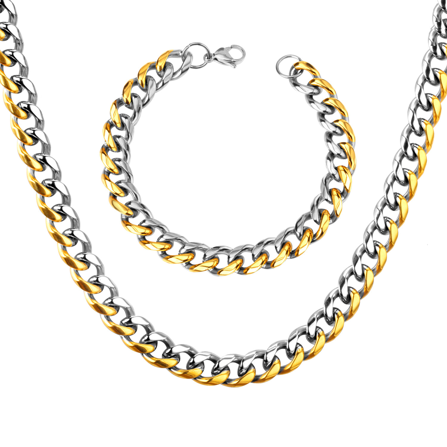 Men'S Gender Plating Design Simple Style Solid Color Stainless Steel Plating Bracelets Necklace