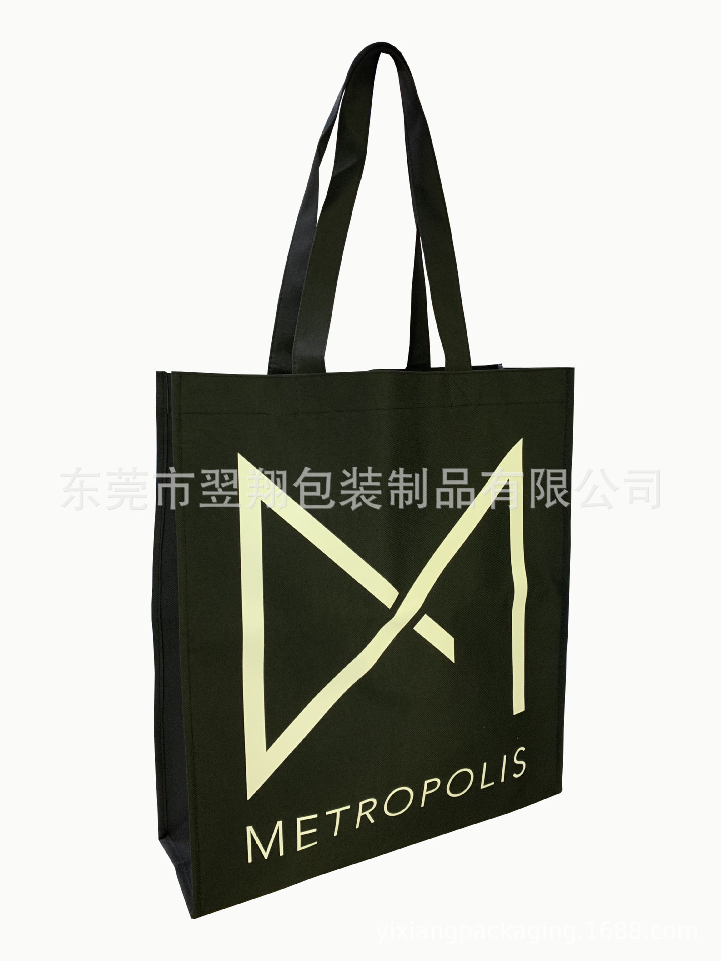 【厂家定制】定制LOGO黑色手提环保立体车缝涤纶棉布帆布购物袋