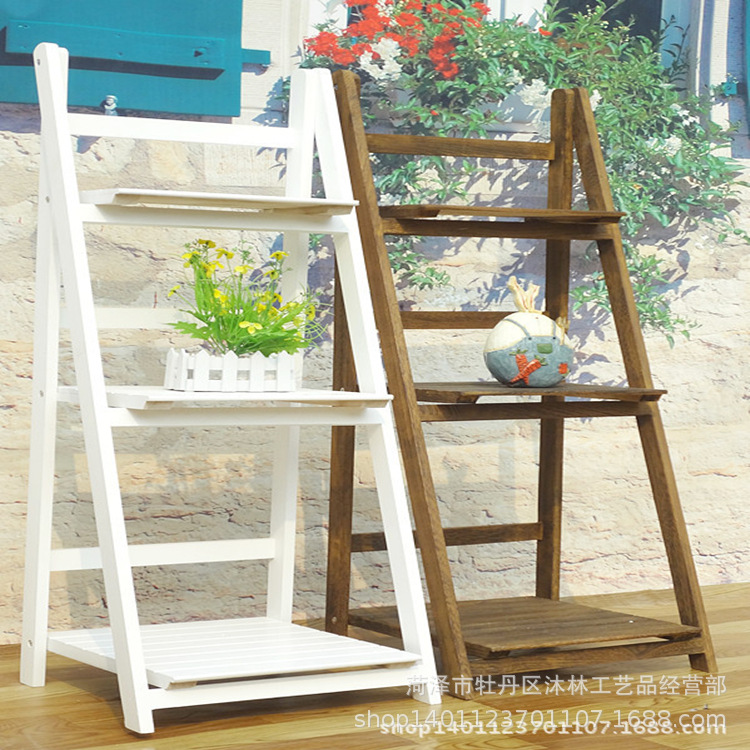 woodiness multi-storey fold Storage rack a living room Shelf Finishing rack balcony Storage racks Showcase decorate Display Rack wholesale