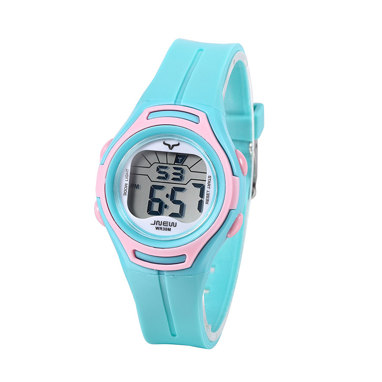 jnew九牛厂家直销多功能七彩灯儿童电子表亚马逊女童防水运动手表