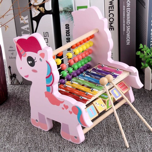 Wooden Mother Children's Wooden Educational Multifunctional Eight-note Knocking Calculator Stand Children's Educational Beads Early Education Toy