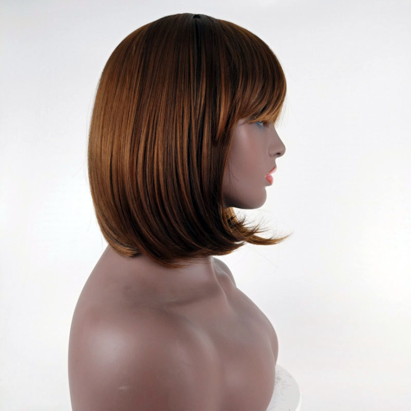 Women's Fashion Party High Temperature Wire Qi Bangs Short Straight Hair Wigs display picture 4