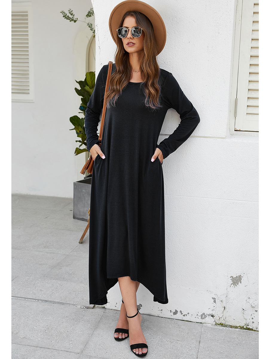 pure color big swing skirt long dress NSAL2065