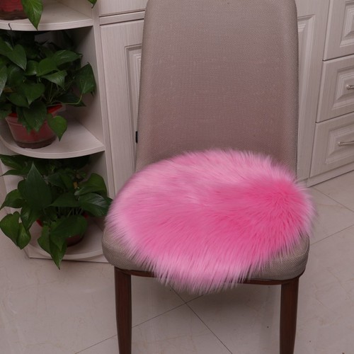 Ins Round Wool-like Cushion, Plush Rug, Long Fur Cushion for Sofa Chairs, Cute Girl Cushion