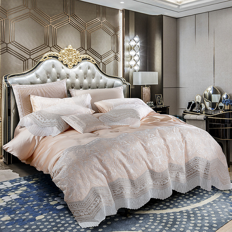 家紡宮廷被套床上用品套件婚慶禮品 歐式長絨棉刺繡四件套