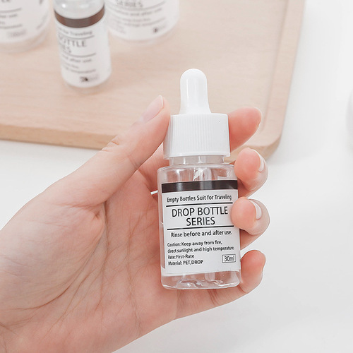 30ml dropper bottle, PET transparent hyaluronic acid liquid refill bottle, cosmetic hydrosol plastic bottle, essence bottle