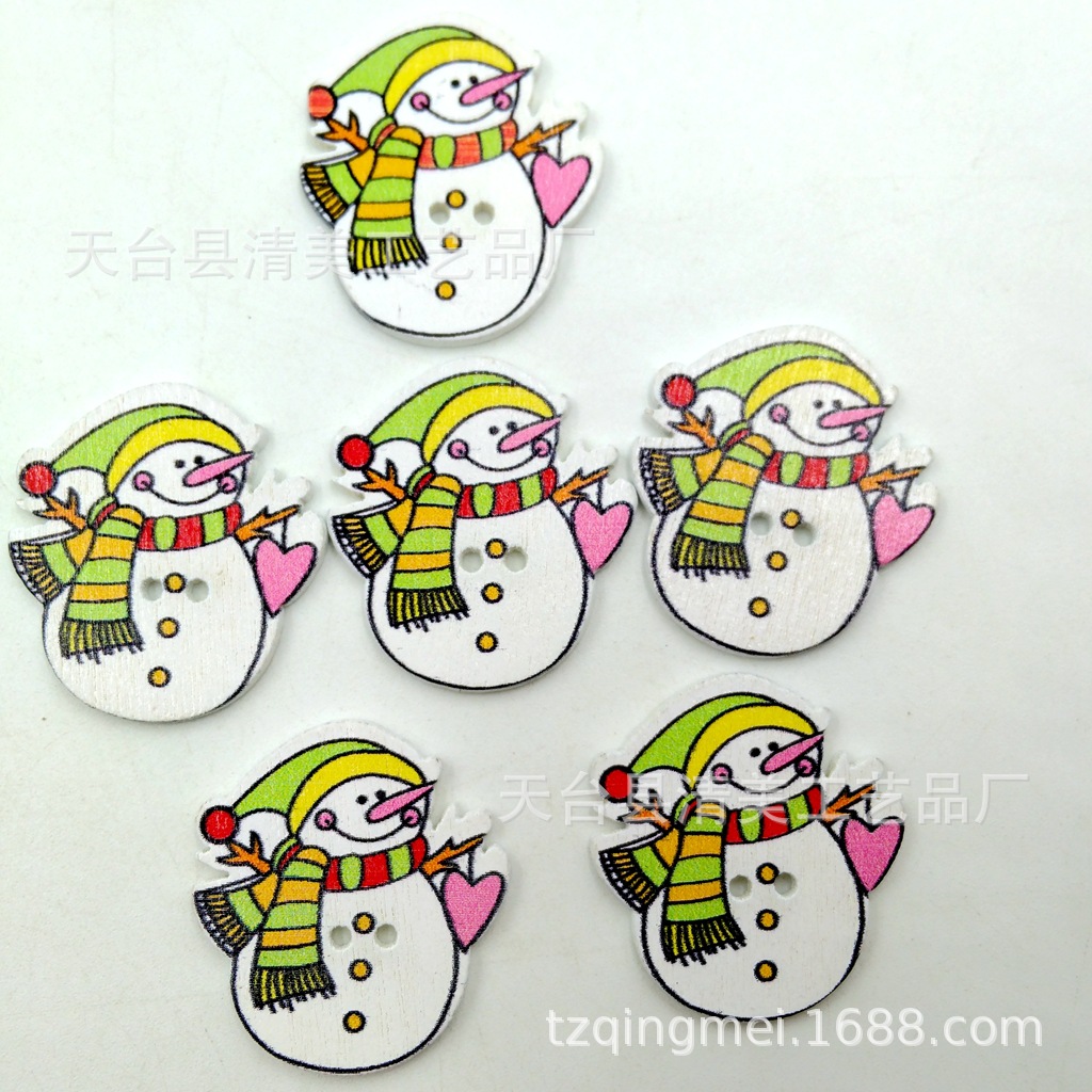 13 fondo blanco pintado Navidad botones de madera lindo decorativo de madera de dibujos animados de Navidad