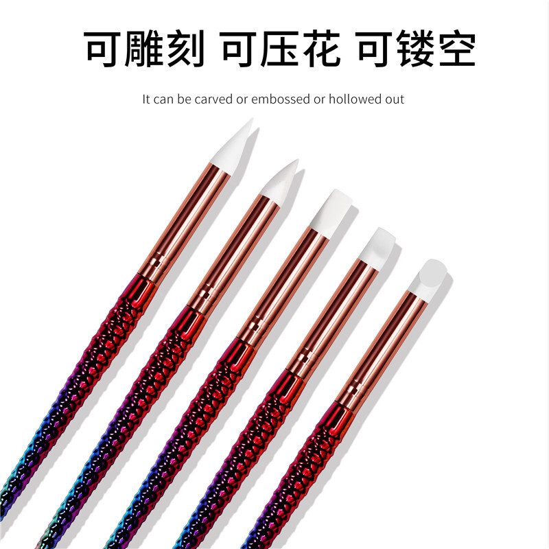 Cruz-frontera especial Sirena Varilla pluma de silicona manicura de silicona pluma de grabado hueco pluma pintada