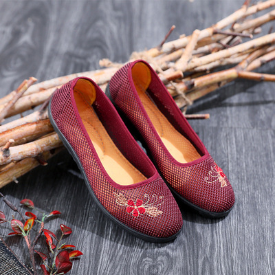 春夏新款女鞋老北京布鞋民族風繡花鞋子平底媽媽單鞋涼鞋布鞋批發