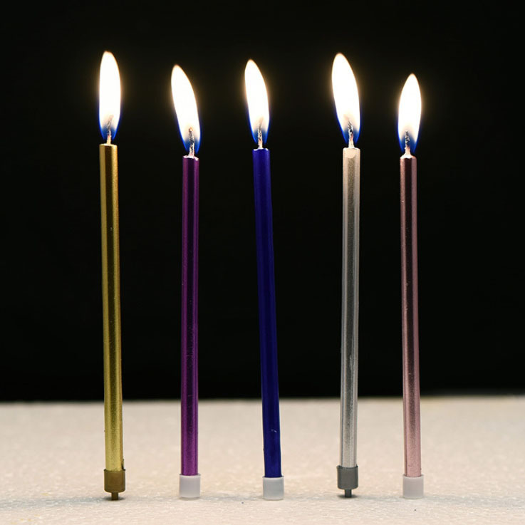 Creative slender rod candle gold plated silver birthday candle party DIY cake baking colored pearlescent small candle