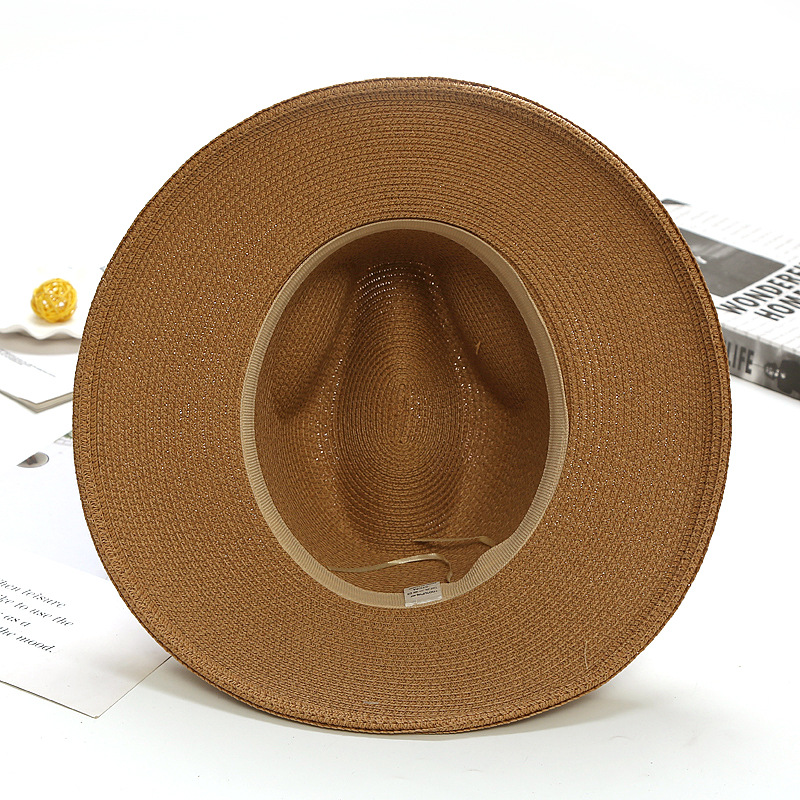 Viaje de verano nuevo sombrero de paja de protección solar de playa estilo coreano todo fósforo estilo étnico sombrero de ala grande Jazz femenino