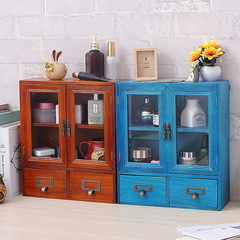 Wooden retro cup display rack drawer desktop cosmetics storage box blind box cabinet hand-made box storage cabinet