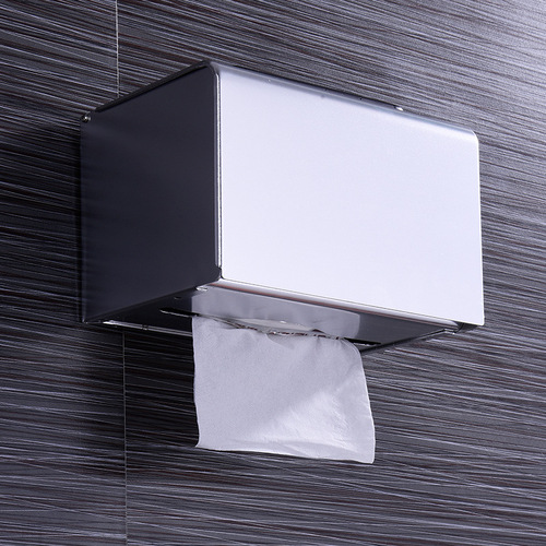 Space aluminum waterproof toilet paper holder without drilling black hand towel box tissue box bathroom wall-mounted tissue holder hotel engineering