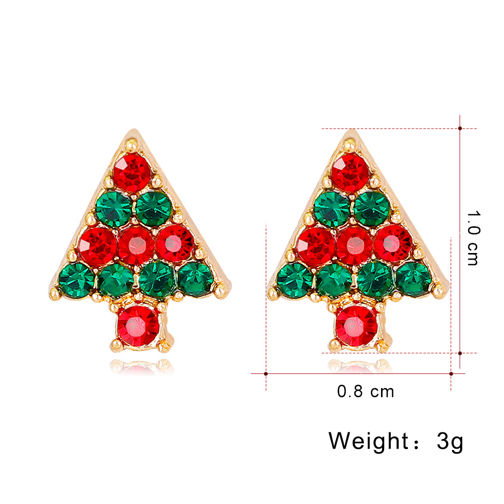 Mignon Arbre De Noël Pomme Bonhomme De Neige Alliage Placage Strass Femmes Goujons D'oreille 1 Paire display picture 4