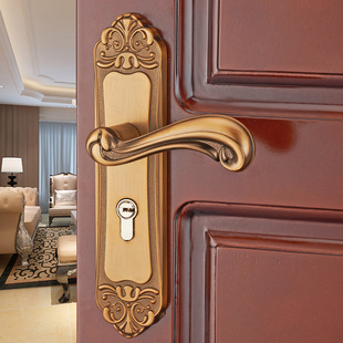 Aluminum alloy Huanggu door lock indoor bedroom door lock simple door handle European wooden door lock engineering matching