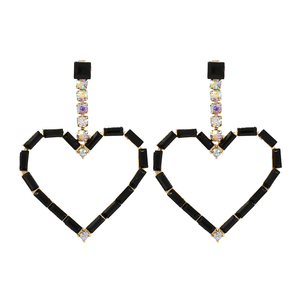 Women's Gender 1 Pair Glam Shiny Heart Shape Plating Inlay Metal Rhinestones Drop Earrings