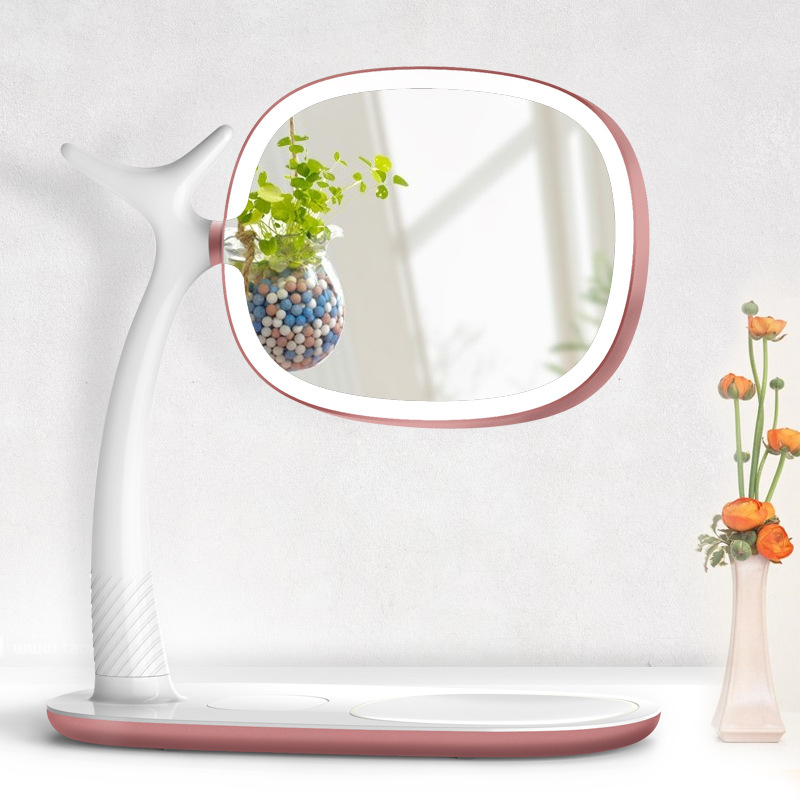 女生礼物 led化妆镜 带灯 智能手机无线充电 QI标准 台灯补光镜子