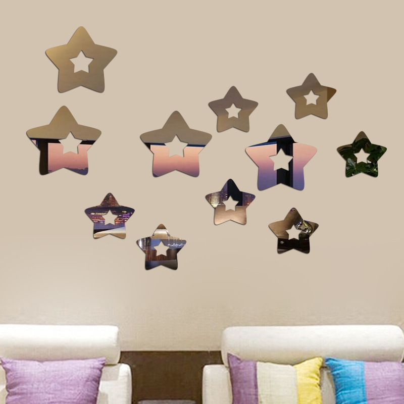 Acrylic Star Mirror Wall Stickers 3d Decorative Mirror Decals_voghion.com