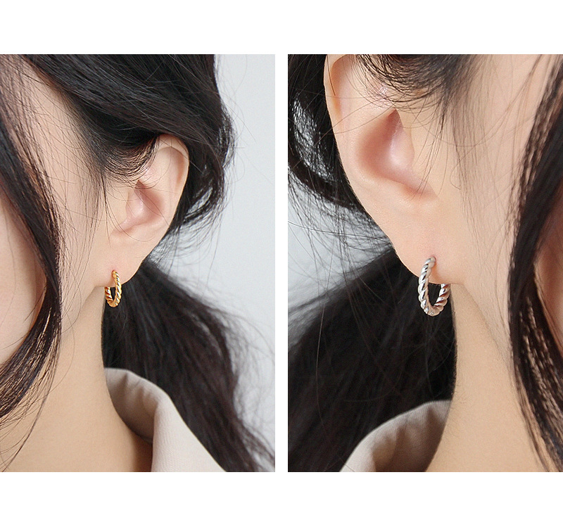Earrings Classification Korean Version Of S925 Sterling Silver Circle Twist Earrings