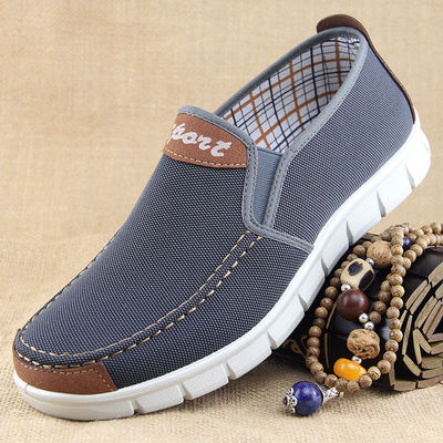 北京布鞋新款中老年爸爸一脚蹬懒人鞋轻便透气老人休闲软底男鞋|ms