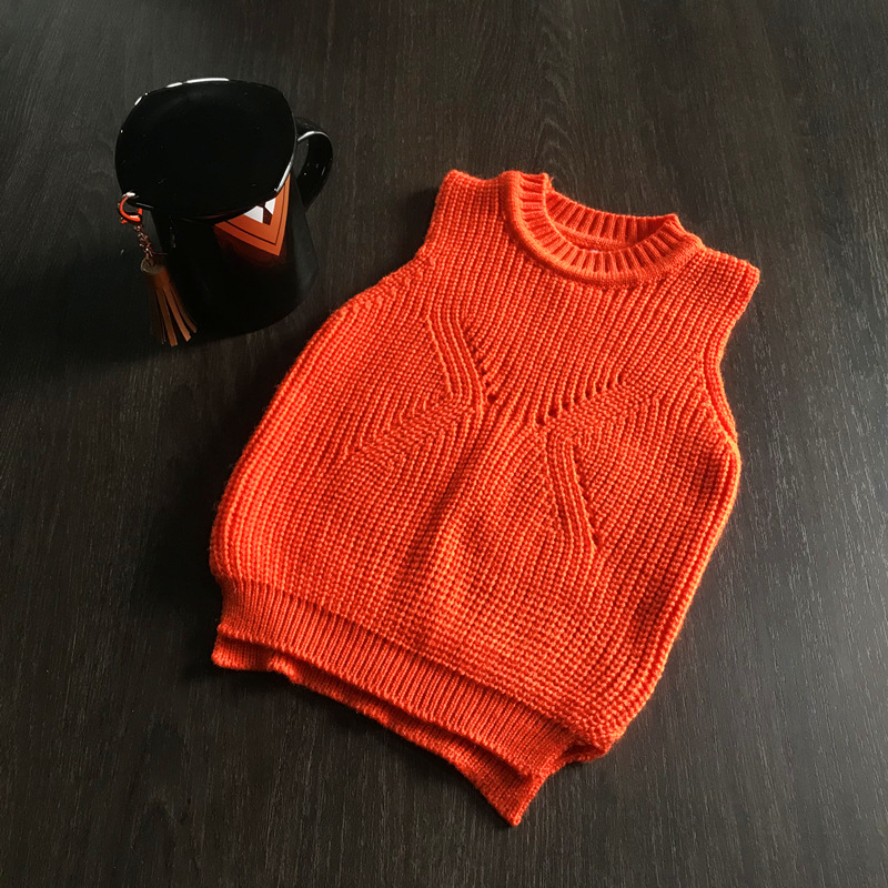 Entrega de una pieza [Jin Yong] Primavera Chaleco de punto para niños Chaleco cálido Estilo coreano Suéter de cuello redondo