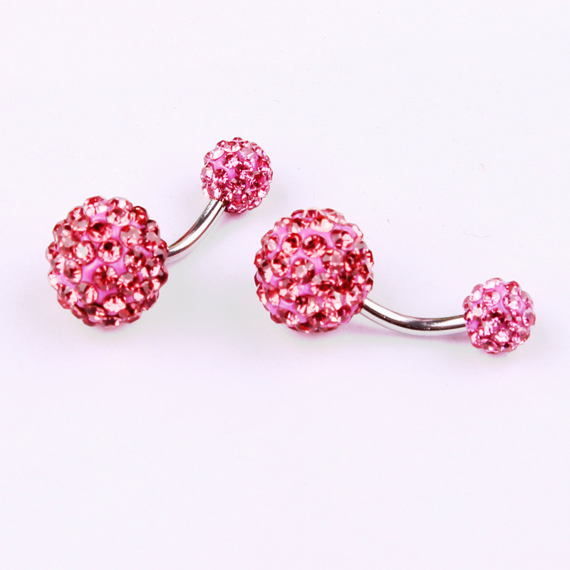 Multi-Color Shambhala Czech Diamond Ball Navel Ring 316L Surgical Steel Belly Button Piercing Jewelry 6/10MM detail image 15