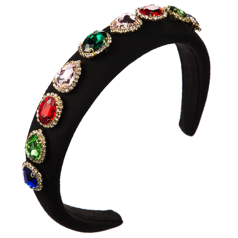 Fashion Sponge Hair Hoop Female Diamond Multicolor Color Catwalk Fabric Hair Accessories display picture 6