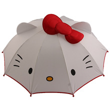 創意卡通傘批發粉色可愛迷你雨傘 禮品折疊立體耳朵Kitty長柄雨傘