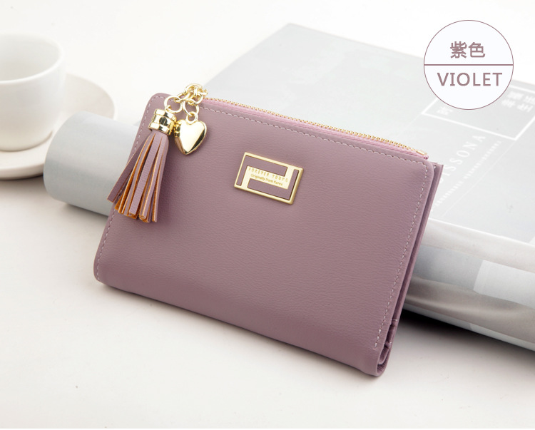 Mode neue Brieftasche mittellange koreanische Version von einfarbiger Quaste Reiverschluss Brieftaschepicture18