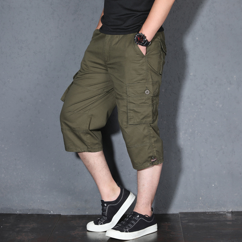 Summer Outdoor Men's Casual Pants Men's Sports Pants Pure Cotton Loose Large Size Workwear Men's Pants Capri Thin Shorts