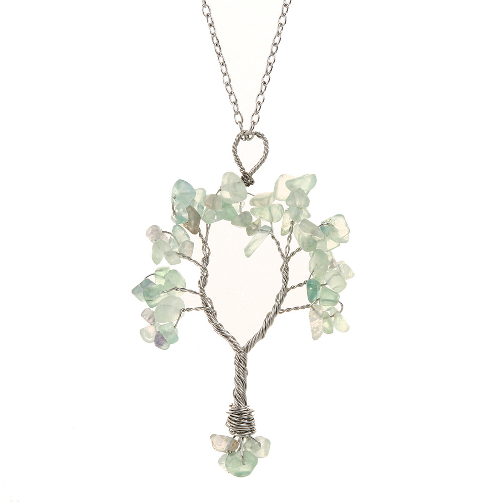 Fashion Tree Alloy Plating Natural Stone Pendant Necklace 1 Piece