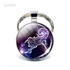 Zodiac signs, keychain, glossy accessory, Birthday gift, wish, European style, with gem
