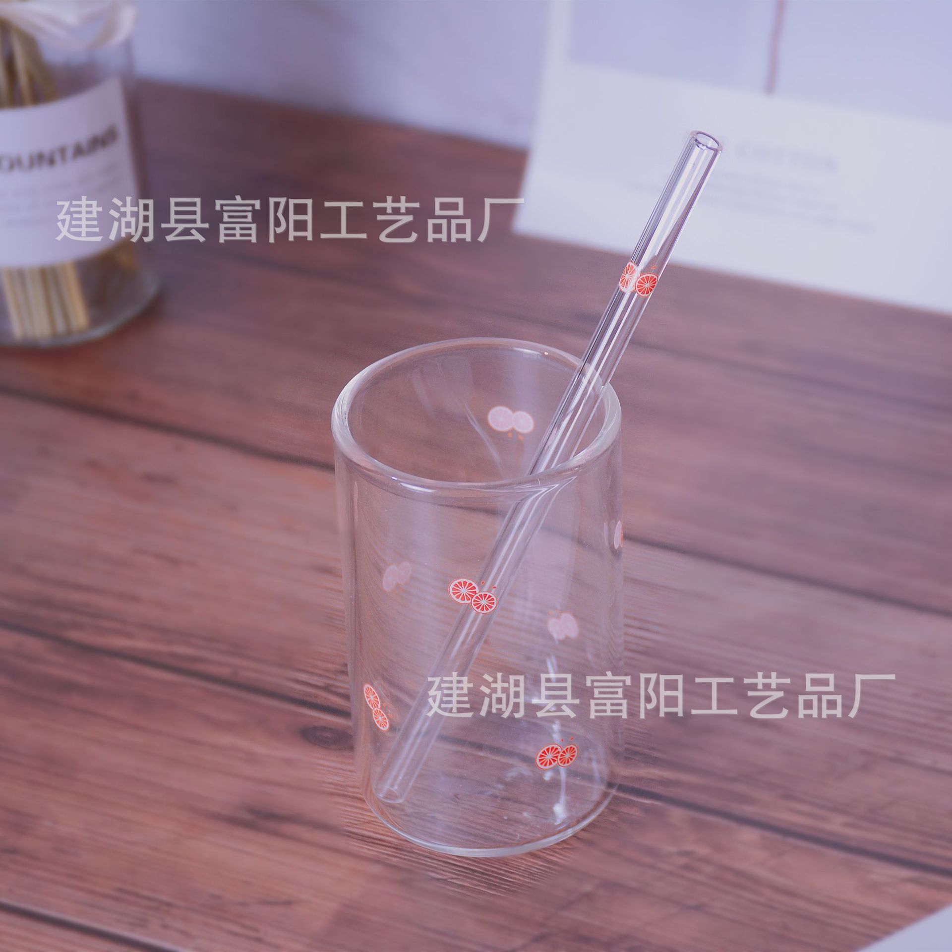 Lindo ins estilo chica corazón calefacción borosilicato resistente al calor transparente fresa impreso leche jugo vidrio paja taza